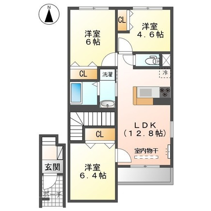 熊本市南区良町５丁目のアパートの間取り