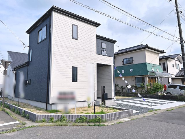 新築戸建・新築建売　郡山市安積町長久保三丁目　安積第三小・安積第二中の外観|1号棟は角地なので開放感のある立地！前面道路は北側・西側で6ｍなのでゆとりがあります！