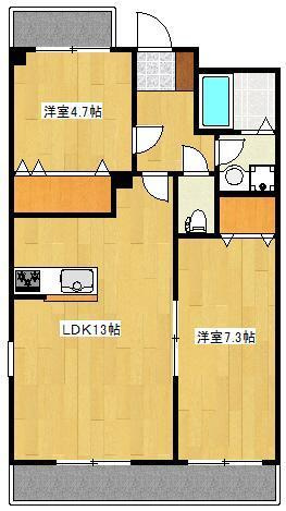 熊本市東区健軍１丁目の賃貸マンションの間取り