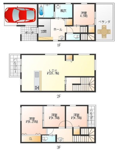 杭全８丁目　築浅戸建ての間取り