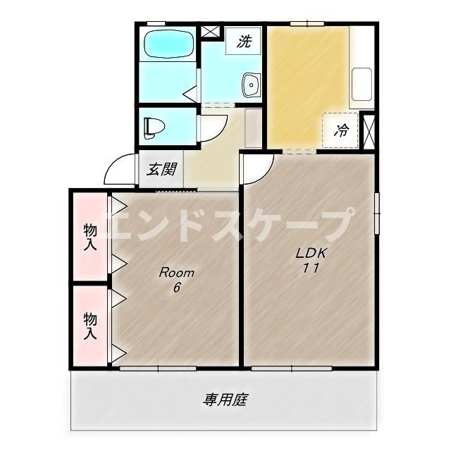 高崎グリーンハイツ Ⅴ　Ｂの間取り|高崎、前橋のお部屋探しはエンドスケープまで！お客様の理想お聞かせ下さい♪