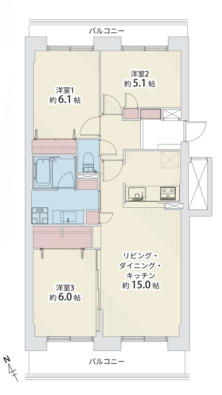 パシフィック星置ヒルズB棟の間取り|フルリノベーションの3LDK♪