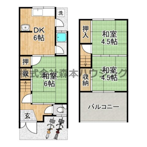 【間取り】 | 　寝屋川市葛原新町5戸建貸家