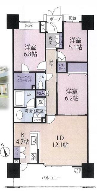 ビッグヴァングランヴァーグ茅ヶ崎の間取り|ペット飼育可の3LDK