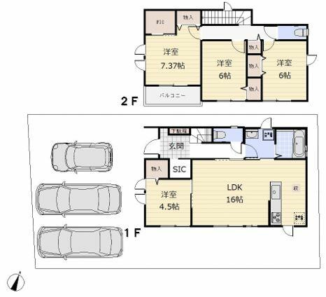 ハートフルタウン宇都宮市岩曽町1428番　新築一戸建ての間取り