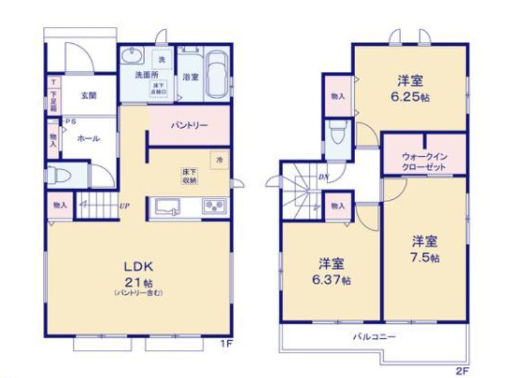 ハートフルタウン宇都宮市LRT峰駅1期　新築一戸建ての間取り