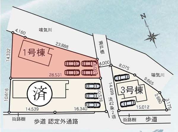 前橋市三河町2丁目24-1期1号棟の区画図|区画図