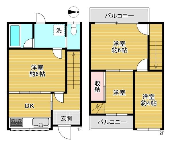 【間取り】 | 大阪市生野区巽南2丁目　中古テラスハウス