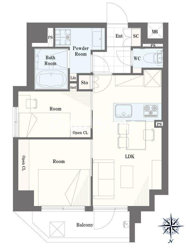 ミューズ・プレイスの間取り|6階部分・角部屋住戸につきまして日当り・通風・眺望良好。新規フルリノベーションマンション。