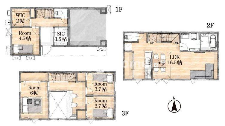 葛飾区東立石1丁目新築分譲住宅の間取り|4LDK+ウォークインクローゼット+シューズインクローゼット+カースペース