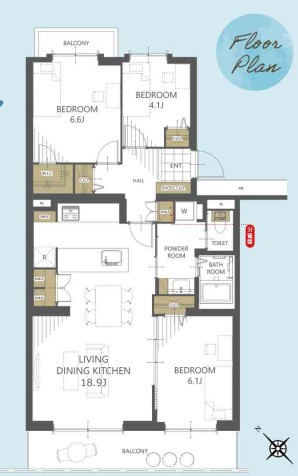 入間リバーサイド32号棟　中古マンション　1階の間取り