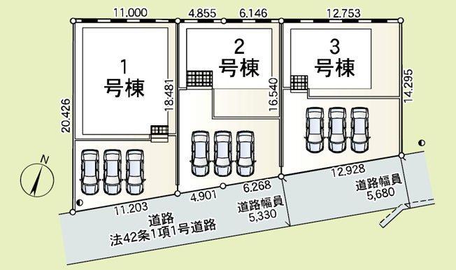 【区画図】 | 前橋市粕川町新屋第2　1号棟　平屋