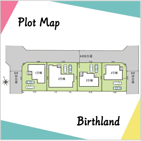 新築戸建・新築建売　郡山市安積町長久保三丁目　安積第三小・安積第二中の区画図|駐車スペース並列2台可能です！（車種による）スーパー徒歩3分で生活便利な立地！