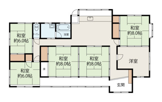 【間取り】 | 桜川市真壁町原方6DK中古住宅