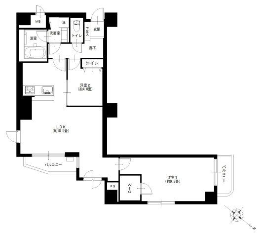 フロール巣鴨の間取り|フロール巣鴨：北東・北西角部屋２ＬＤＫリノベーション物件はフラット３５利用可能なお部屋となっております！
