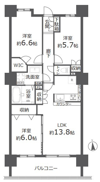 クレアシティ所沢　中古マンション　19階の間取り