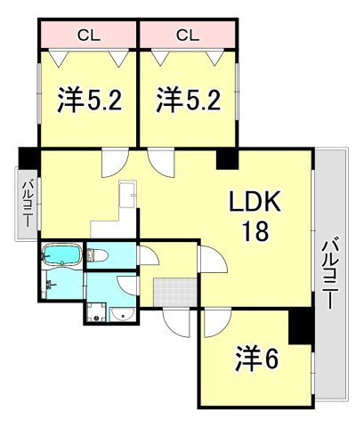 アルボール西道頓堀の間取り