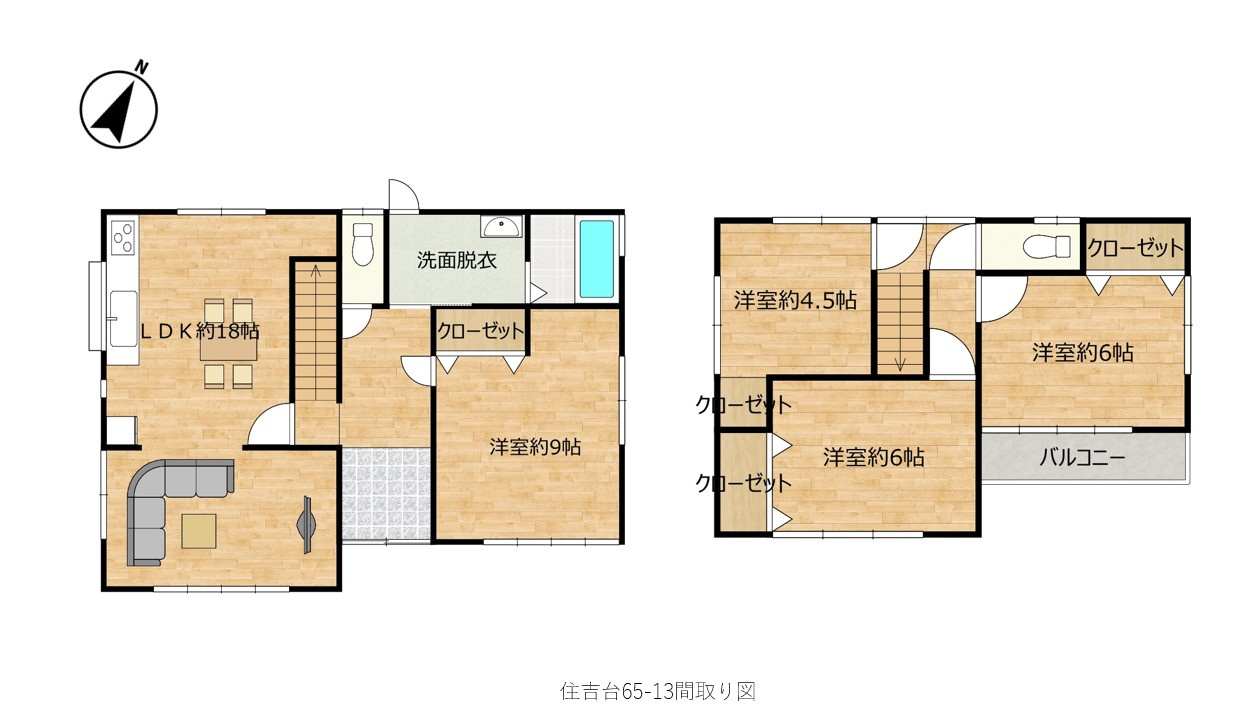丹波篠山市住吉台の中古一戸建の間取り