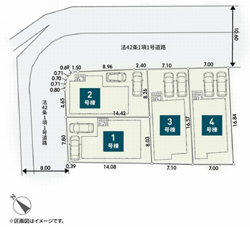 【区画図】 | 【仲介手数料０円】秦野市第2堀山下　新築一戸建て　全4棟 | 秦野市第2堀山下　新築一戸建て　全4棟