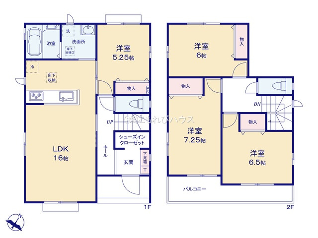 第18上尾市上　新築一戸建て　ハートフルタウン　Bの間取り|【全2棟・B号棟】第18上尾市上　新築一戸建て　ハートフルタウン　B・4LDK・土地面積150.01m2・建物面積98.95m2