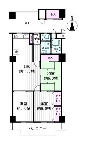 【間取り】 | メガロコープ平野1号棟