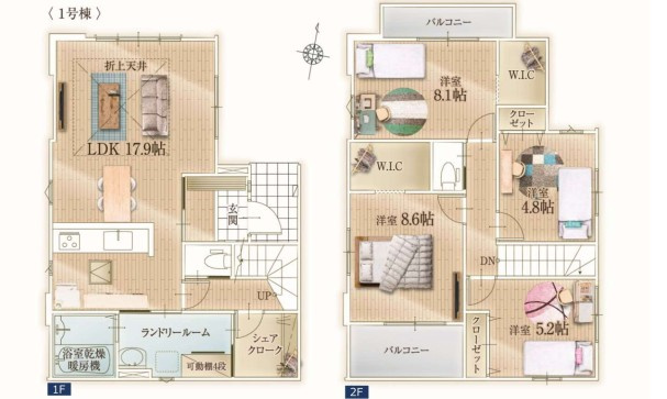 川越市小仙波町3期　全1棟　新築戸建の間取り