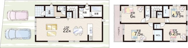 高槻市富田町　第1期　新築一戸建ての間取り|2号地
