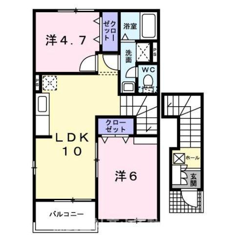 直方市大字頓野のアパートの間取り