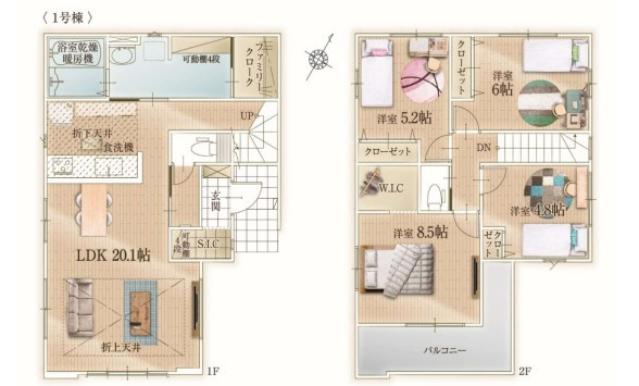 所沢市狭山ヶ丘9期全1棟　中古戸建の間取り
