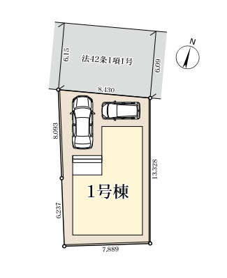 白岡市篠津　新築一戸建て　リーブルガーデン　01の区画図|1号棟