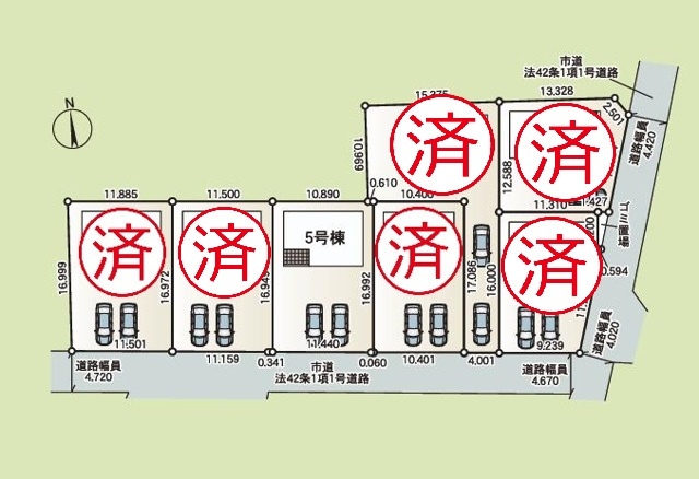 かすみがうら市下稲吉第15　新築戸建　5号棟の外観