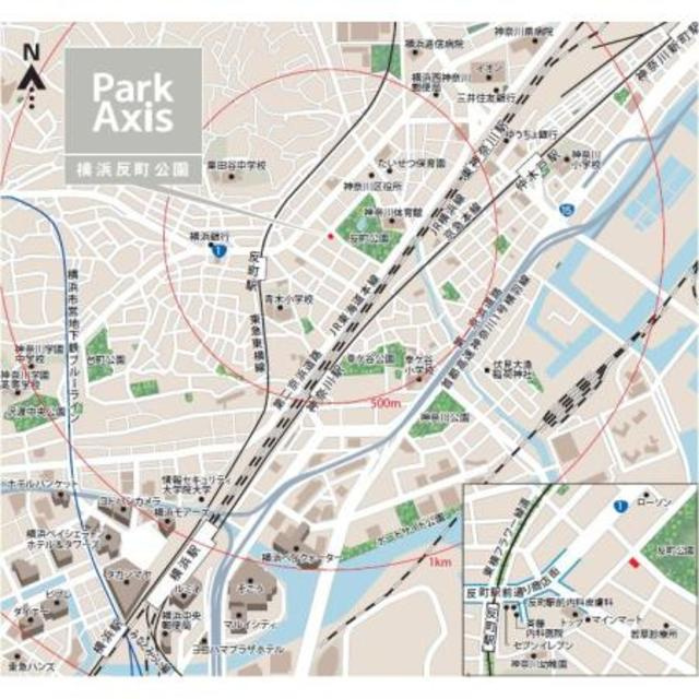 パークアクシス横浜反町公園の地図