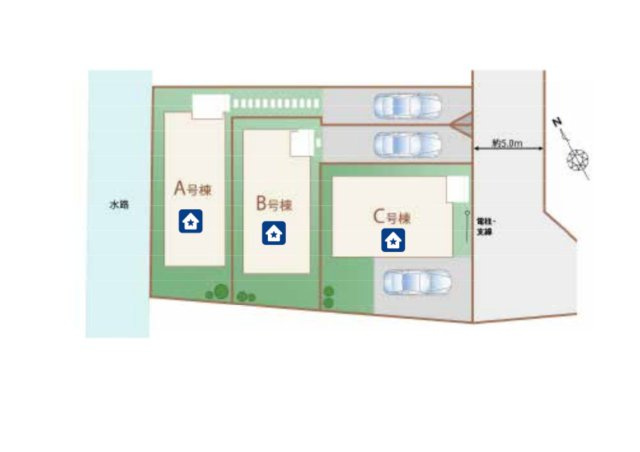 昭島市福島町２丁目新築　A号棟の区画図|【Quiet Comfort】
◆静けさとともに◆
外の喧騒を忘れさせる落ち着きが、日々に余白を生む。ここでの時間が、自然と笑顔を増やしていく。