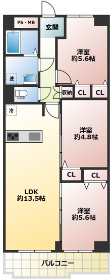 【間取り】 | 明石ダイヤハイツ | 3LDK