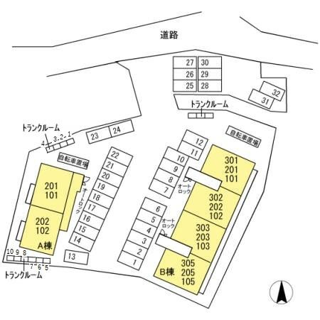 グリーンコート　B棟の区画図
