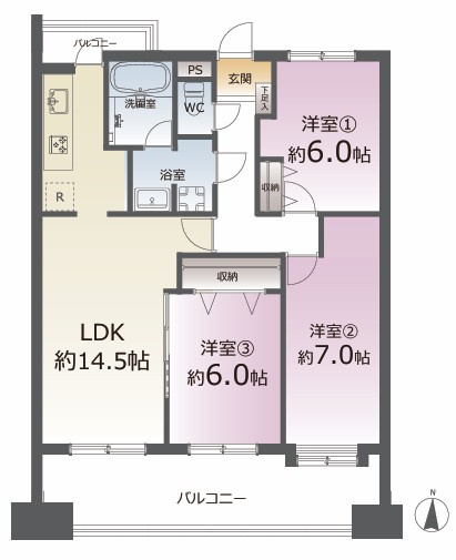 ライオンズマンション若林東の間取り