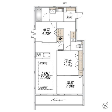 Ｔｈｅ　Ｐｒｉｍｒｏｓｅ　ａｔ東松戸　ザプリムローズアットヒガシマツドの間取り|★間取り★