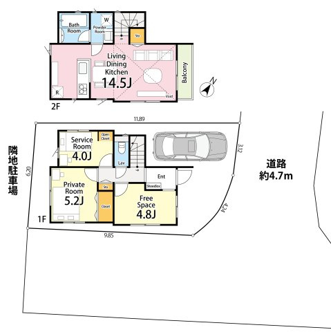 ＜LIBERi リーベリー＞板橋区成増4丁目　東南角地風　新築戸建限定1棟の間取り|1LSK+S+フリースペース+カースペース