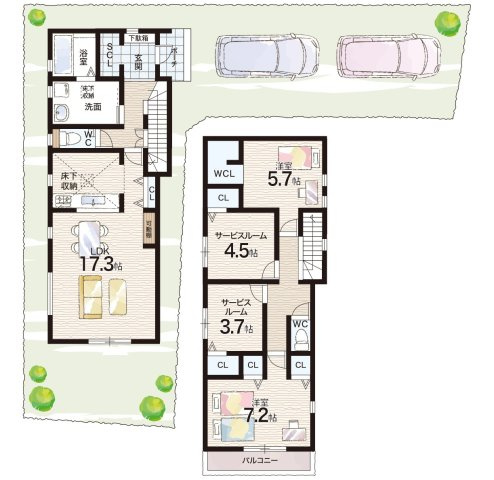加古郡播磨町二子　25-1期　新築一戸建ての間取り|3号棟