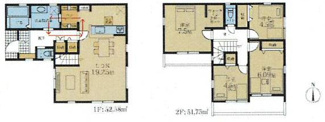 【間取り】 | 大和市福田8丁目  4号棟 | 4LDK　都市ガス　シャッター1箇所付　二部屋から行き来できる南向きバルコニー+南向きバルコニー　浴室乾燥機+窓　全居室収納（WIC1箇所）　パントリー　LDK19.2帖　メイン洋室7.5帖