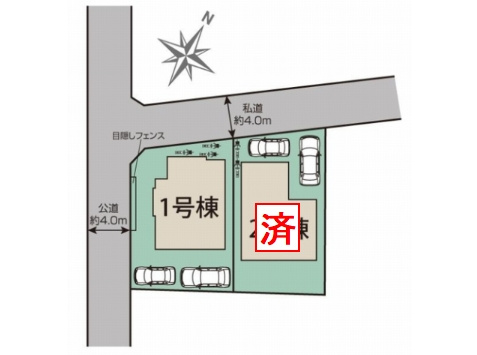 【仲介手数料０円】相模原市中央区田名　新築一戸建て　1号棟　全2棟の区画図|相模原市中央区田名　新築一戸建て　全2棟