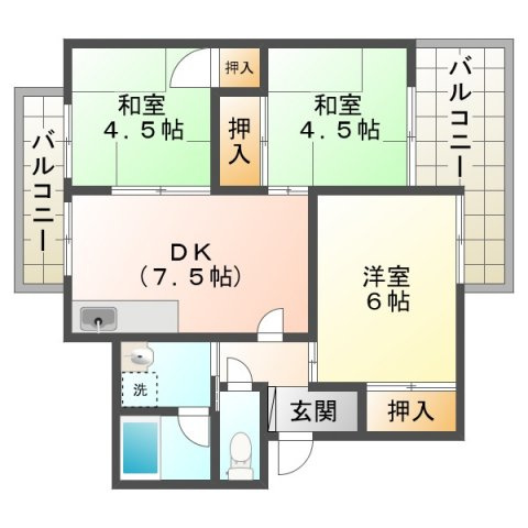 サニーライフ新多聞の間取り
