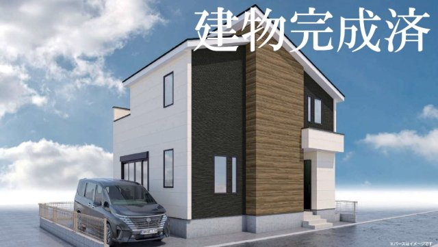 越谷市宮本町新築戸建ての外観パース|リビング広々22帖！！