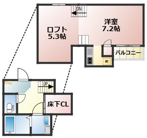 熊本市中央区壺川１丁目のアパートの間取り