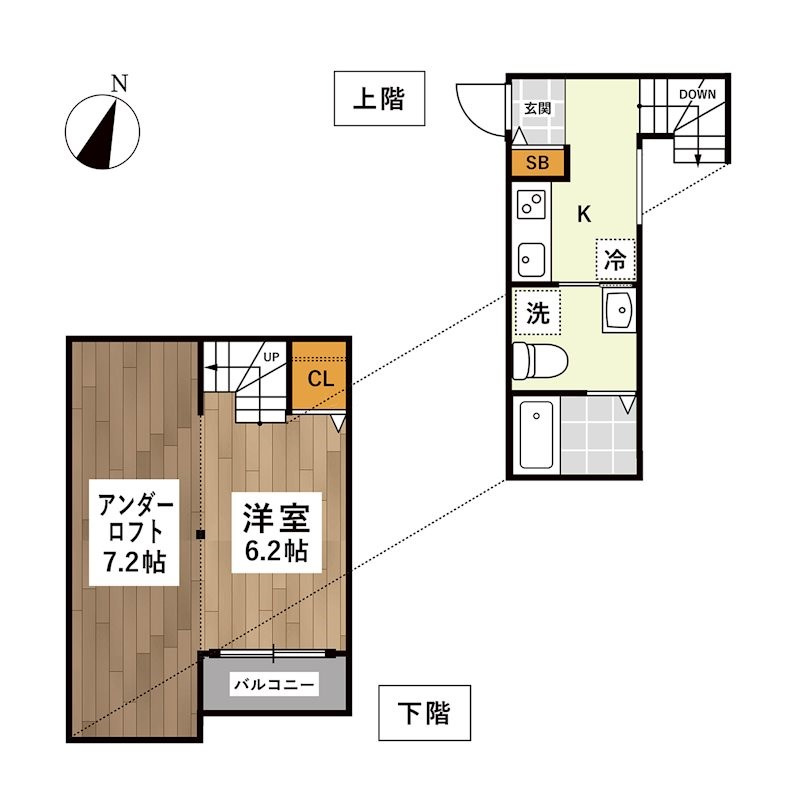 熊本市中央区迎町１丁目のアパートの間取り