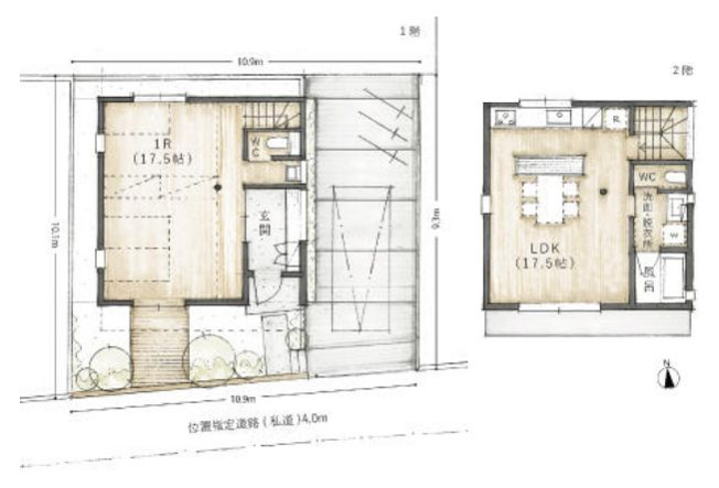 【間取り】 | 東久留米市小山４丁目　新築戸建て | 1LDKとコンパクトながら広々とした室内は自由度が高いです