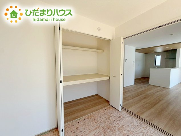 郡山市安積町長久保三丁目　新築戸建　4号棟の収納|"和室にも大容量のクローゼット完備！
お布団やお子様のおもちゃなどがスッキリ収納できますね(^^♪"
