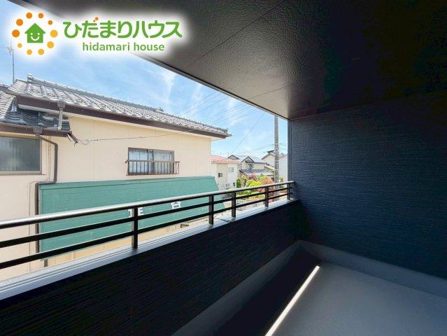 郡山市安積町長久保三丁目　新築戸建　1号棟のバルコニー|広々としたバルコニー。お洗濯物もぜーんぶ干せちゃいます！！