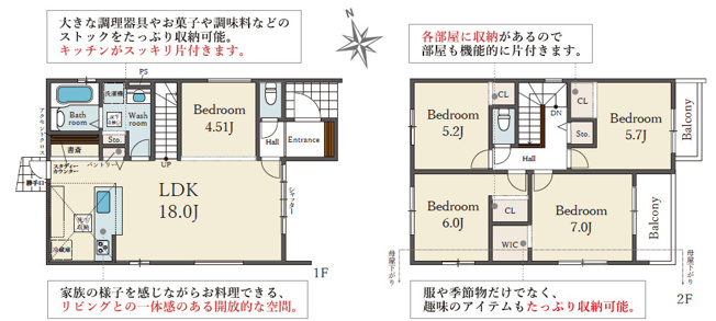 【間取り】 | 高砂市曽根町１期（全1棟）1号棟 | 5LDK＋WIC＋パントリーです。