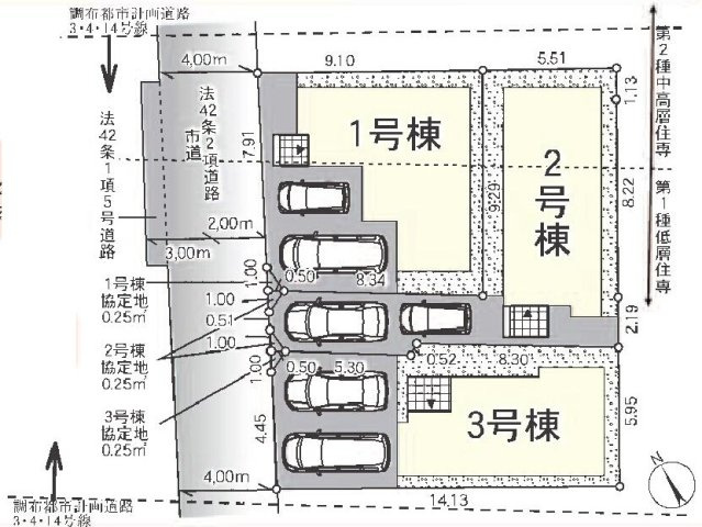 調布市柴崎2丁目 京王線 つつじヶ丘駅 新築戸建の区画図